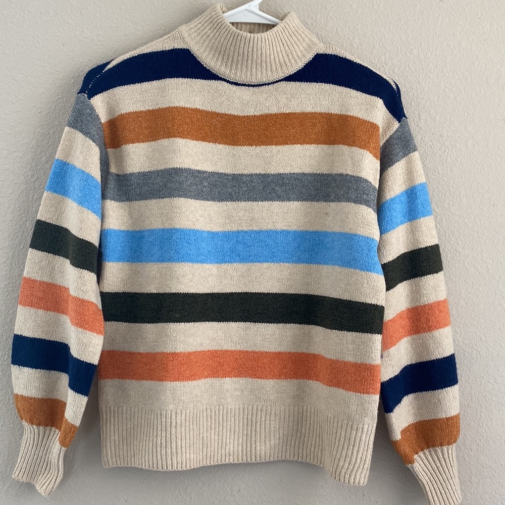 St. John's Bay Women's Multi Striped Back Road Button Sweater Size PS - NWT